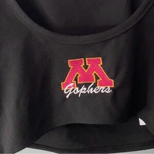 Black Crop Top with University of Minnesota Logo - One of a kind, embroidered